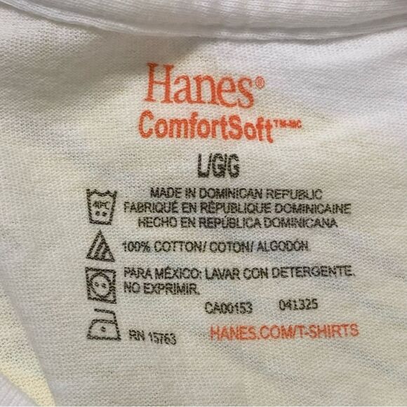 Hanes 2 T-Shirts Undershirts Youth Large White 100% Cotton Crew Neck Lot 2. - Picture 8 of 9